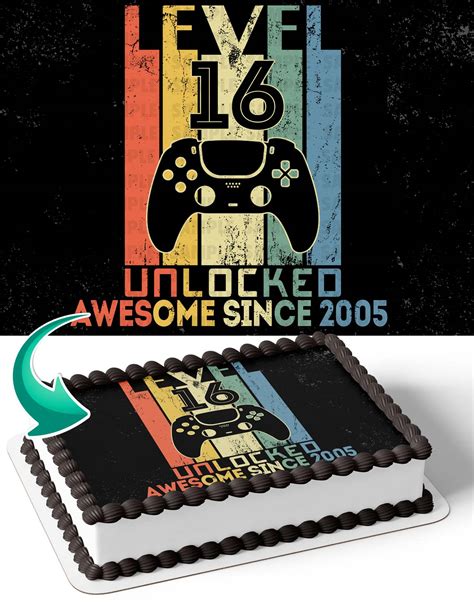 Level Unlocked Gamer Edible Cake Toppers Ediblecakeimage