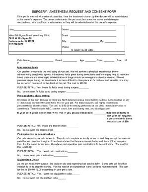 Fillable Online Surgery Anesthesia Request And Consent Form Fax Email