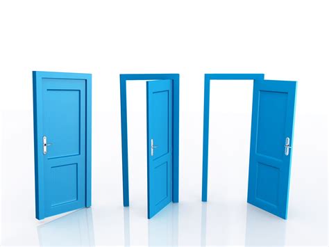 0914 Closed And Open Doors For Opportunities Stock Photo Powerpoint