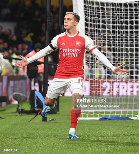 Leandro Trossard Celebrates Scoring The 2nd Arsenal Goal During The