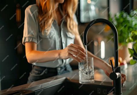 Premium Photo Photo Of Faucet Kitchen Tap Water Pouring Filling Up