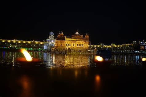 Celebration of Gurupurab in Golden Temple Amritsar and Diwali Fireworks Stock Image - Image of ...