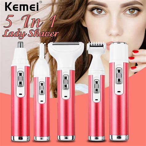 Kemei KM 3628 5 In 1 Rechargeable Lady Body Shaver Eyebrows Nose