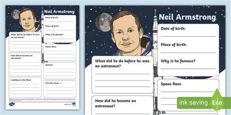 Neil Armstrong Fact File Template L Enseignant A Fait