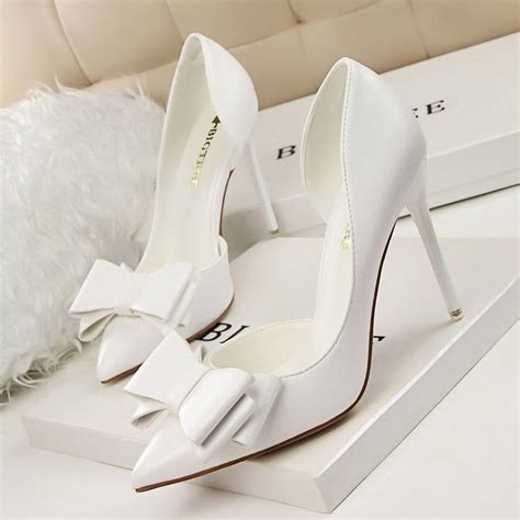 New Fashion Delicate Sweet Bowknot High Heel Shoes Side Hollow Pointed