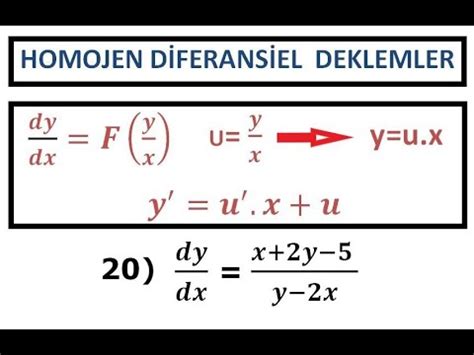 HOMOJEN DİFERANSİEL DENKLEMLER 20 YouTube