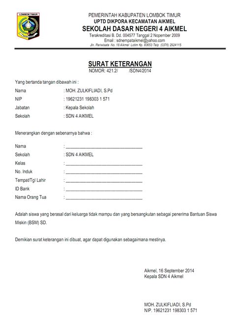 Contoh Surat Keterangan Peringkat Sekolah Delinewstv