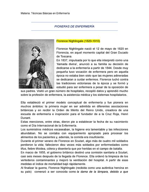 Pioneras en enfermería PIONERAS DE ENFERMERÍA Florence Nightingale