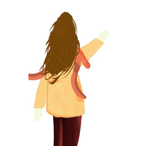 Hand Drawn Girls Png Picture Hand Drawn Cartoon Girl S Back Pattern