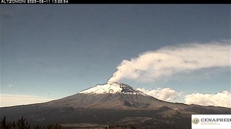 CENAPRED registra 35 exhalaciones del volcán Popocatépetl