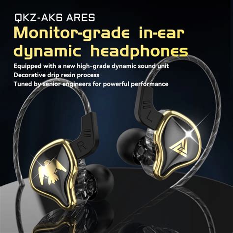 Original Qkz Ak6 Ares Dynamic Earphones Detachable Cable Hifi Music In