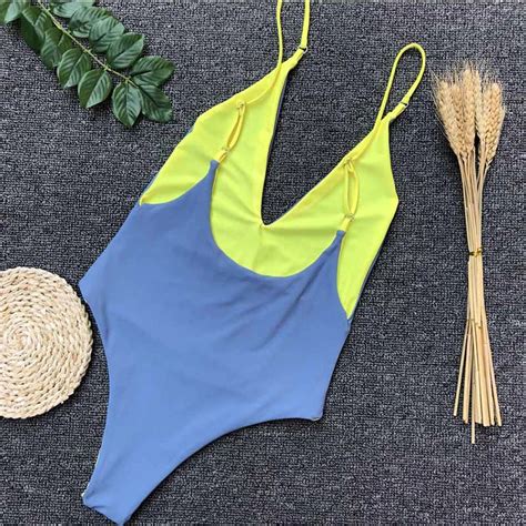 One Piece Swimsuit Sexy Thong Swimwear Women Bikinis Deep V Neck Bodysuit Monokini For Women