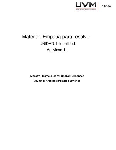 Actividad 1 AIPJ Empatia 100923 Materia Empatía para resolver