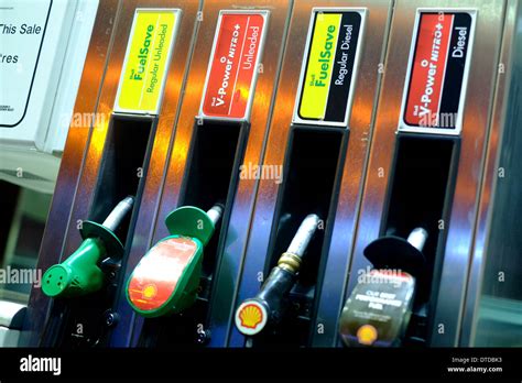 Petrol Pumps In A Shell Petrol Station Stock Photo 66677383 Alamy