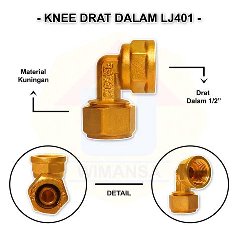 Jual KNEE DRAT DALAM KUNINGAN 1 2 INCH LJ401 PENYAMBUNG PIPA Shopee