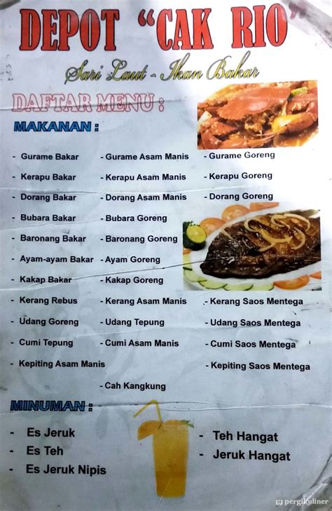 Selalu Diperbarui Menu Depot Cak Rio Genteng Surabaya