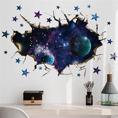 Buy D Space Galaxy Wall Decor Stickers Removable Broken Outer Space