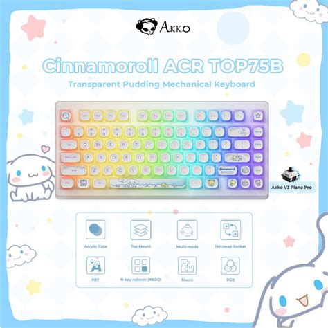 Akko X Cinnamoroll Top B Multi Modes Hot Swappable Rgb Mechanical Gaming Keyboard L E