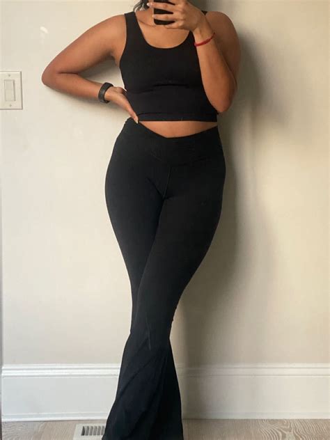 Sports Top And High Waisted Flare Leggings In 2023 Flare Leggings Outfits With Leggings