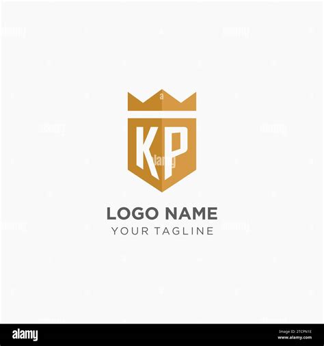 Monogram KP Logo With Geometric Shield And Crown Luxury Elegant