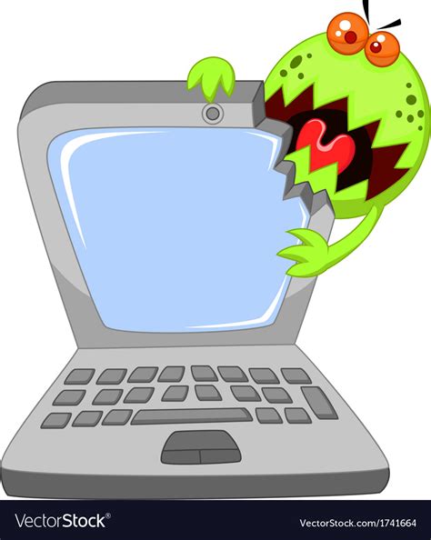 Cartoon Laptop attacking by virus Royalty Free Vector Image