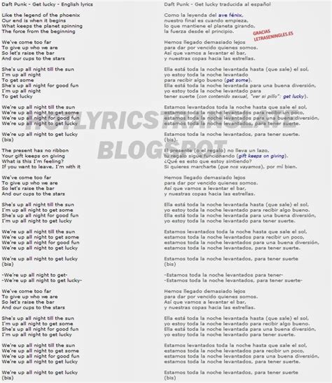 Top Lyrics Translated Canciones Top Traducidas Daft Punk Get Lucky