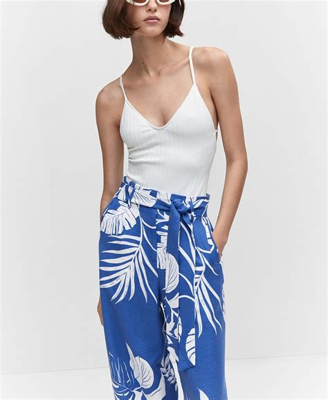 Mango Womens Tropical Print Pants Macys