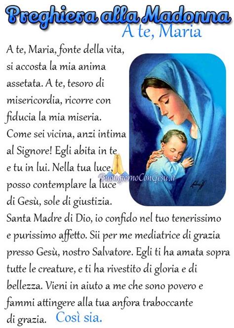 Bellissima Preghiera Alla Madonna Preghiera Preghiere Madonna