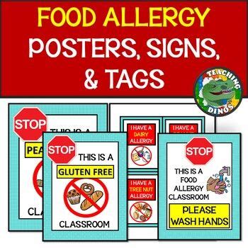 Food Allergy Awareness Classroom Decor Posters Signs Tags For Back To