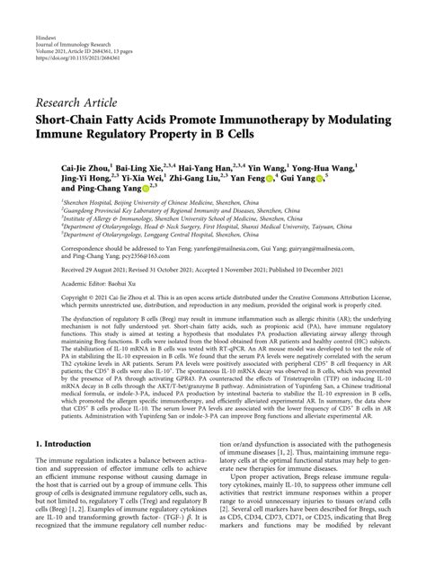 PDF Short Chain Fatty Acids Promote Immunotherapy By Modulating