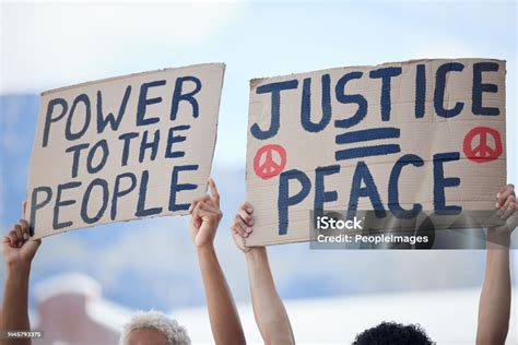 Protest Crowd And Activism For Peace Climate Change And Justice In