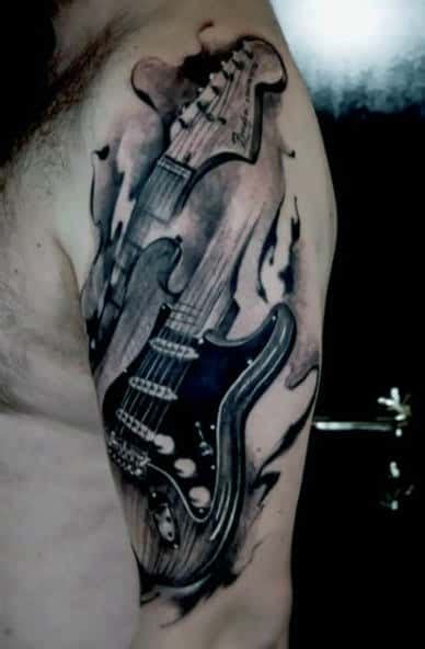 65 Guitar Tattoos For Men - Acoustic And Electric Designs