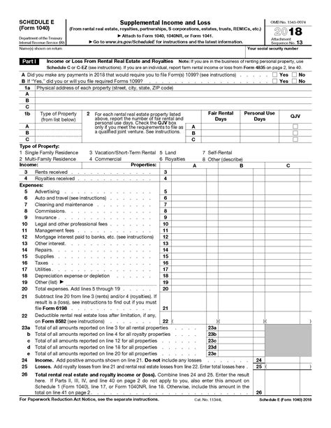 2018 Irs Tax Forms 1040 Schedule E Supplement Income And Loss U S Government Bookstore