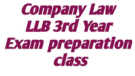 Company Law Llb Rd Year Exam Preparation Class Youtube