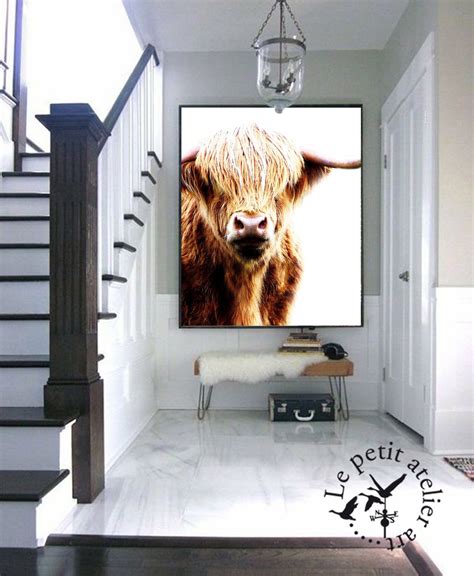 Highland Cow Print Farmhouse Decor Modern Print Shaggy Cow Etsy