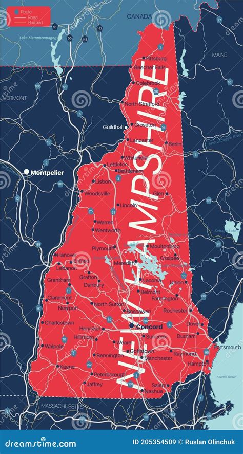 Novo Mapa Detalhado Edit Vel Do Estado De Hampshire Ilustra O Do Vetor