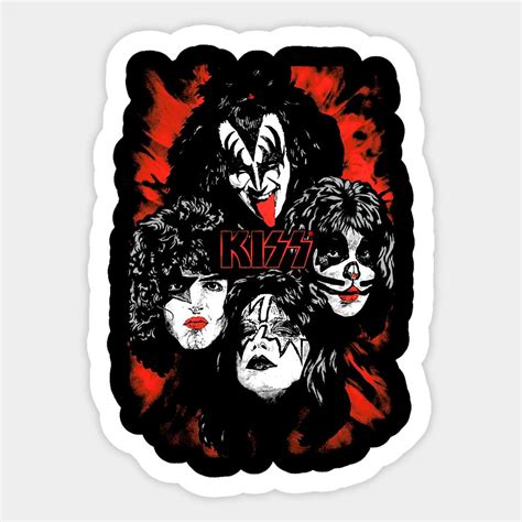 Rock And Roll Music Kiss Band Members Faces Colors Sticker | Band stickers, Coloring stickers ...