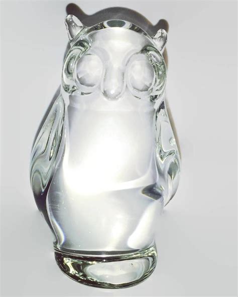 Vintage Clear Glass Owl Figurine Art Glass Paperweight Glassowl Art