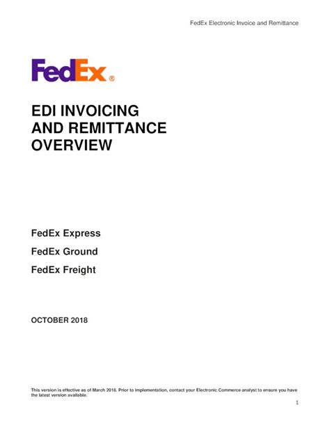 Pdf Fedex Edi Invoice And Remittance Fedex Electronic