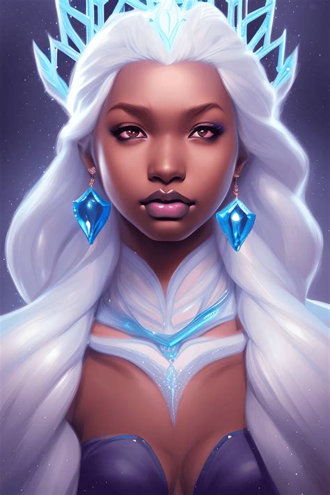 Hyper Realistic Beautiful Cute Darkskinned Elsa Ice Queen By Charlie