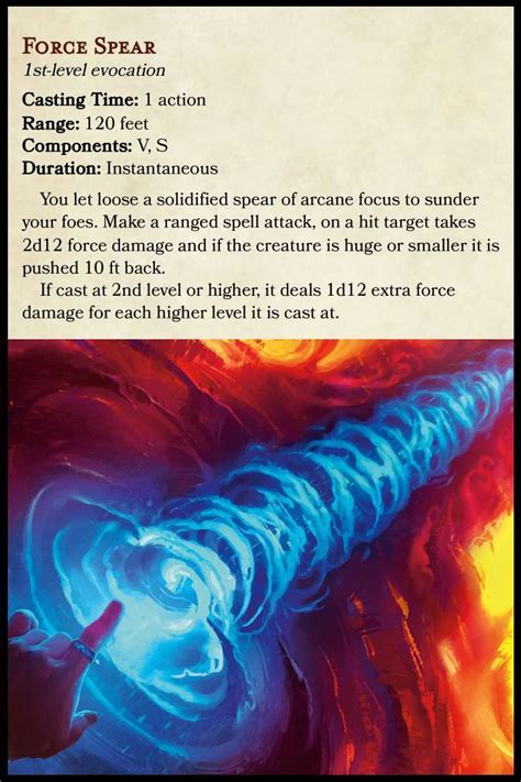 Force Spear: Dnd 5e Homebrew Spell in 2022 | It cast, Evocation, Dnd 5e ...