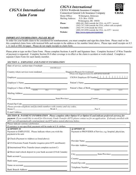 Cigna Cww Cg Claim Form