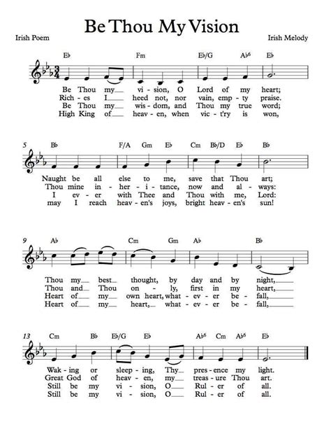 Free Sheet Music Free Lead Sheet Be Thou My Vision Irish Melody