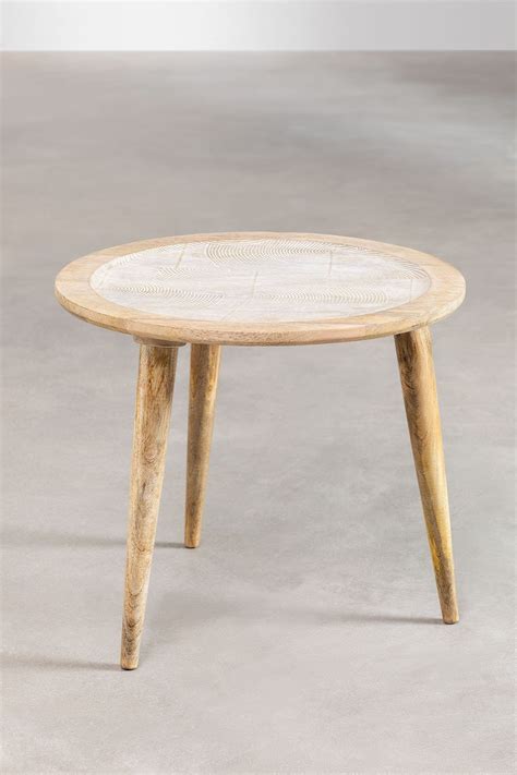 Table d Appoint Ronde en Bois de Manguier Ø40 cm Nanup SKLUM