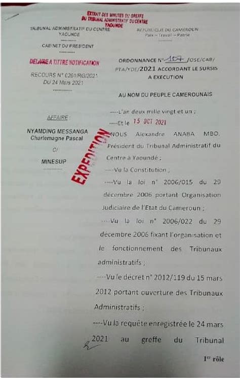 Cameroon Info Net Cameroun Rebondissement Le Tribunal Annule L