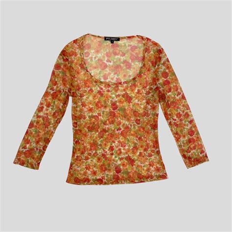 Betsey Johnson Floral Mesh Top Brand Betsey Depop