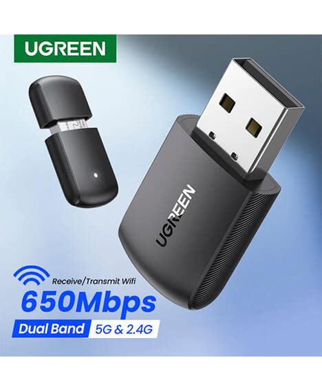 Ugreen 24g 5g Dual Band 650mbps Wireless Usb Wifi Network Adapter Mediashopbd