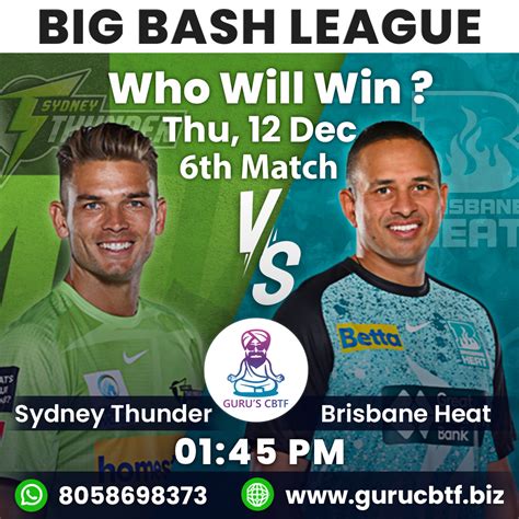 Sydney Thunder Vs Brisbane Heat Match Prediction Guru Cbtf