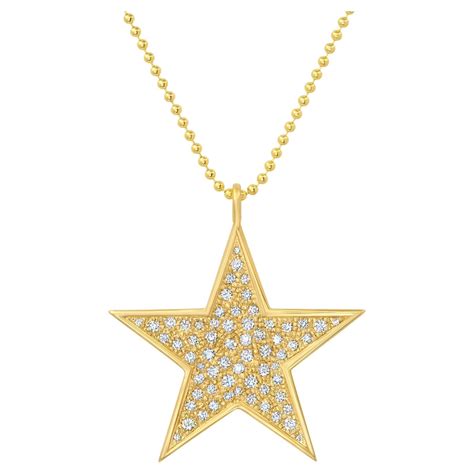 Charms Company Star Necklace In K Yellow Gold With Ct Black