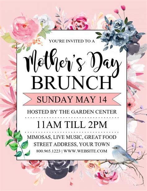 Mother S Day Brunch Invitation Template Free If The Theme Of The Day Is Pink Check Out These